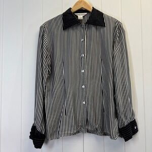 Paolo Santini Women Quiet Luxury Striped Silk Button Up Top Size L Minimalist